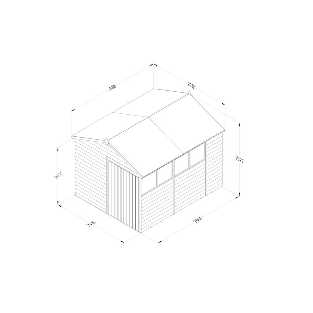 4LIFE Apex Shed 8×10 – Double Door – 4 Window 5013053200087 2